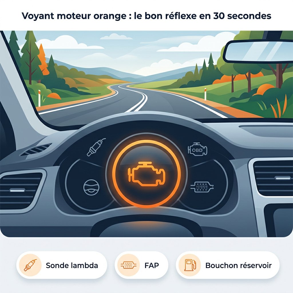 Infographie : voyant moteur orange sans perte de puissance